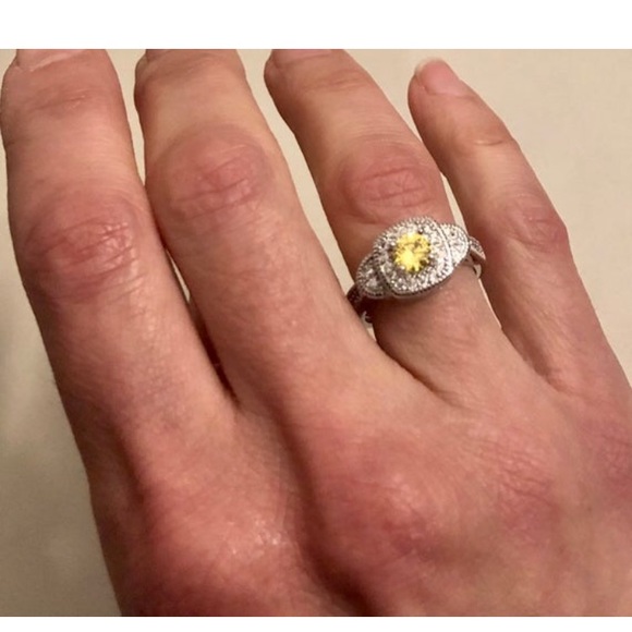 New Lab-Created Yellow Citrine CZ Silver Ring 6 - Picture 2 of 8